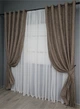Комплект штор на люверсах VR-Textil Лен мрамор Pavliani № 1372ш 150х250 см 2 шт Какао (37-0053) - изображение 3
