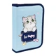 Пенал школьный для девочки 1Вересня Little Pet "Котик - be happy" 21х13х3 см 1 отделение каркасный на молнии голубой с розовым HP-02 (533442) - изображение 1