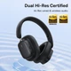 Бездротові Bluetooth навушники Baseus Bowie H1i Noise - Cancellation Wireless Headphones |портативна стерео гарнітура, Bluetooth 5.3, AUX, Type-C, до 100 годин відтворення, 600 мАг, вбудований мікрофон, шумозаглушення| Чорний - зображення 9