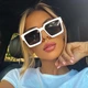 Сонцезахисні окуляри No Brand унісекс квадратні Millionaires дзеркальні білі - зображення 4