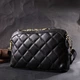 Классическая женская сумка через плечо из натуральной стеганной кожи Vintage 22315 черная - изображение 6