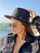 Шляпа унисекс Федора с устойчивыми полями и лентой черная - изображение 1