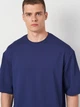 Футболка хлопковая длинная мужская Ray Oversize Unisex U0104M 2XL/3XL Темно-синяя (RAY2000000023823) - изображение 4