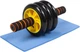 Ролик колесо для пресса EasyFit Triple Ab Wheel 3 колеса EF-1353-Y тройной с ковриком (тренажер гимнастический для мышц преса) Желтый (56001848) - изображение 1