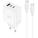 Мережевий зарядний пристрій Hoco C126A Pure power PD40W (2C1A) + кабель Type-C to Type-C - White - зображення 1