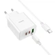 Мережевий зарядний пристрій Hoco C126A Pure power PD40W (2C1A) + кабель Type-C to Type-C - White - зображення 2