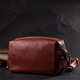 Невероятная женская сумка с двумя ремнями из натуральной кожи. Vintage 22273 коричневый - изображение 7