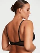 Комплект женского белья прозрачный с сердечками Victoria's Secret 34B-S Tease Unlined Demi Bra & High-Leg Scoop Thong Panty черный (70400236513QC534B/S) - изображение 3