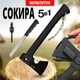 Туристический походный топор набор мультитул ODIN AXE 5 в 1 (черный) - изображение 1