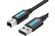 Кабель Vention USB type А 2.0 — USB type B для принтерів, БФП 2.0 480 Мбіт/с 2 A 0.5 м Black (COQBD) - зображення 1