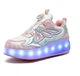 Роликовые кроссовки для девочек с LED подсветкой розовые на 4-х колесах (DL128) Р.34(22см) - изображение 2