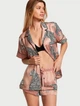 Піжама Victoria's Secret сатинова S леопардова Бежева шорти+сорочка Satin Short Pajama Set - зображення 1