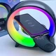 Настільна смарт лампа-нічник 7в1 з бездротовою зарядкою та Bluetooth-колонкою G-Smart HM-2309 Чорна - зображення 4