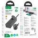 Мережевий зарядний пристрій адаптер-подовжувач Hoco NS4 Sharp desktop socket з розеткою та швидкою зарядкою |1USB/2Type-C, 65W/3A, PD/QC, 4000W Socket| Чорний - зображення 9