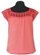 Блузка жіноча літня віскозна з коротким рукавом та мереживом Free size No Brand 46 Коралова 056 - зображення 2