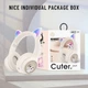 Детские беспроводные Bluetooth наушники AZK-01 c RGB подсветкой и встроенным микрофоном Бежевый - изображение 2