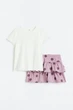Костюм (футболка и юбка) бело-фиолетовый в горох H&M 116см (400095787) - изображение 1