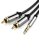 Аудіо кабель з AUX mini-Jack 3,5мм на Double RCA тюльпан Vention Metal Type 2RCA Male Cable (1,5m). Black - зображення 1
