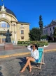 Шезлонг раскладной деревянный с подушкой и принтом Happy hour - садовый лежак для кафе, террасы, балкона или дачи - изображение 3