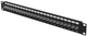 Patch panel Lanberg 24 Port 1U 19" Gniazdo Typ F Beczka Czarny (PPRF-R624-B) - obraz 1