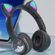 Бездротові навушники "Котячі вушка" CatEar QC-28T з підсвіткою RGB Bluetooth MP3 плеєр Чорні - зображення 1