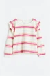 Свитшот с воланами белый в полоску H&M 134-140см (400095820) - изображение 1