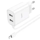 Набор зарядного устройства hoco. C103A Courser с двумя выходами USB 5V/2.1A и встроенным кабелем Lightning - изображение 2