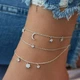 Многослойный браслет на ногу серебристый анклет тройной Fashion Jewerly (MM) 32299 - изображение 1