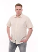 Рубашка мужская светло-бежевая льняная прямая летняя 6503-2 XL - изображение 5