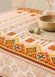 Скатерть для кухни на стол тканевая из льна в украинском стиле вышиванки 150х220 см (Е05014В-3) - изображение 2