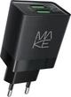Зарядний пристрій MAKE 12W 2.4A+2.4А Black (MCW-221BK) - зображення 1
