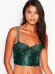 Сатиновое бюстье Victorias Secret корсет Зеленый пальмы 80DD - изображение 1