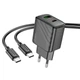 Мережевий зарядний пристрій Hoco CS23A 1 USB/1USB-C PD/QC 30W+Type-C to Type-C Чорний - зображення 4