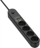 Мережевий фільтр-подовжувач ColorWay 4 розетки/4USB (Type-C PD20W + 3USB QC3.0) (45 Вт) 2 м Black (CW-CHE44PDB) - зображення 1