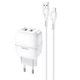 Мережевий зарядний пристрій (МЗП) Hoco C77A (2USB/2.4A) + Lightning Білий - изображение 7