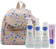 Zestaw kosmetyków dla dzieci Mustela Bebe Little Moments Mochila Lunares Żel pod prysznic 200 ml + Krem do ciała 100 ml + Lotion do ciała 300 ml + Spray do ciała 200 ml + Plecak (8436034154044) - obraz 1