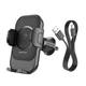 Тримач для смартфону Borofone BH204 Blue Charm Wireless 15W у повітропровід з бездротовою зарядкою Black - зображення 6