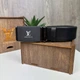 Кожаный мужской ремень Луи Витон автомат черный натуральная кожа для парня к штанам ремень (276604) - изображение 4