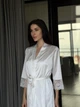 Халат длинный женский пеньюар с кружевным рукавом шелк-сатиновый JULIA Шампань XL(48-50) - изображение 4