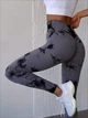 Спортивні жіночі легінси Marble Tie-Dye з ефектом Push Up для фітнесу та йоги Безшовні Мармурові М Сірі з чорним (4793М) - зображення 2