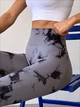 Спортивні жіночі легінси Marble Tie-Dye з ефектом Push Up для фітнесу та йоги Безшовні Мармурові М Сірі з чорним (4793М) - зображення 5
