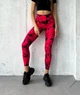 Спортивні жіночі легінси Marble Tie-Dye для фітнесу та йоги з ефектом Push Up Мармурові Безшовні XS-S Малинові Неон (4852S) - зображення 1