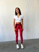 Спортивні жіночі легінси Marble Tie-Dye для фітнесу та йоги з ефектом Push Up Мармурові Безшовні XS-S Малинові Неон (4852S) - зображення 8