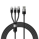 Кабель Baseus USB-A 3 в 1 Type-C / Lightning / Micro USB для швидкої зарядки і передачі даних, 1.2 м, чорний (84175865) - зображення 1