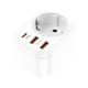 Зарядний пристрій, розетка Asometech 4000W 4in1 USB Type-C PD20 QC3.0. White Чорний - зображення 3