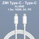 Кабель Xiaomi ZMI Type-C - Type-C Data TPE / 1.5 м 100W 5A / AL308E Белый (AL308E) 2218P - изображение 1