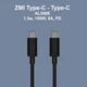 Кабель Xiaomi ZMI Type-C - Type-C/PD Fast Charge/5 A/100 W/1.5 м (AL308E) Черный - изображение 1