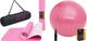 Набор Коврик спортивный Cornix TPE 183 x 61 x 0.6 см для йоги и фитнеса XR-0005 Pink/Rose + Мяч для фитнеса (фитбол) Cornix 85 см Anti-Burst XR-0251 Розовый - изображение 1