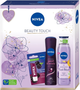 Набір косметики для догляду Nivea Beauty Touch Антиперспірант-спрей 150 мл + Гель для душу 300 мл + Помада для губ 4.8 г (9005800361543) - зображення 1