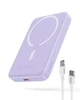 Павербанк Baseus Magnetic Mini Air 5000 mAh 20W с беспроводной зарядкой Qi 15W 2в1 Purple - изображение 1